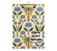Blue Flower - Portablocco personalizzabile per fisioterapia, trasparente, per classi di quinta elementare, per insegnanti, dimensioni 9 x 12