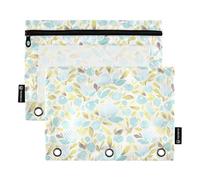 Blue Flower Zip Pencil Pouch con finestra trasparente Astuccio colorato in colori assortiti Tre anelli Raccoglitore per forniture per ufficio Multicolore 2 PZ