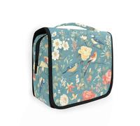 Blue Flowers and Birds Borse da viaggio per uomo con gancio per appendere Essentials trucco casraveling