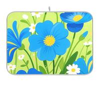 Blue Flowers Illustrazione Stile controsoffitto Protector mat Piatto Lavastoviglie Asciugatrice mat Grande Stendino Stuoia 18 x 24