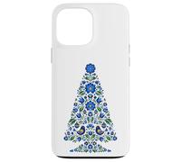 Blue Folk Albero di Natale Kashubian Uccelli Tulipani Ornamenti Custodia per iPhone 13 Pro Max