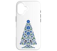 Blue Folk Albero di Natale Kashubian Uccelli Tulipani Ornamenti Custodia per iPhone 16