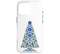 Blue Folk Albero di Natale Kashubian Uccelli Tulipani Ornamenti Custodia per iPhone 16 Pro