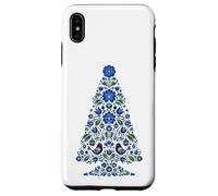 Blue Folk Albero di Natale Kashubian Uccelli Tulipani Ornamenti Custodia per iPhone XS Max