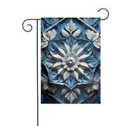 Blue Folk Art Pattern2 Stampa Christmas Yard Sign 30,5 x 45,7 cm double face esterno albero di Natale inverno cortile bandiera decorativa