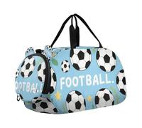 Blue Football Cartoon Sport Kids Cute Gym Bag con scomparto per scarpe grande capacità bagaglio a mano per viaggi, sport, borsone, weekender
