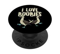 Blue-Footed Boobie Bird Birdwatcher Divertente gioco di parole - I Love Boobies PopSockets PopGrip Adesivo