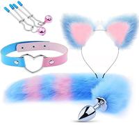 Blue Fox Set 4 Pezzi, Coda di Volpe Pelosa, Fascia, Set di Accessori per Giochi di Ruolo, Regalo di Coppia - H