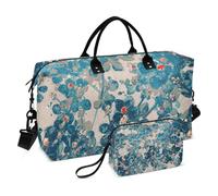Blue Fresh Cute Little Flower Borsa da viaggio per la notte Tote e bagaglio sportivo borsa da palestra con tracolla regolabile per viaggio multifunzionale, Fiore carino fresco blu, 1 size