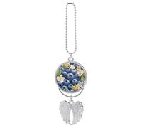 Blue Fruit Pattern Specchietto retrovisore auto fascino ornamento appeso decorazione pendente accessori auto per le donne, carino decorazione estetica regali interni ornamento camion Natale per gli