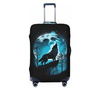 Blue Full Moon Wolf - Copribagagli da viaggio elastico, 45-81 cm, Nero , L