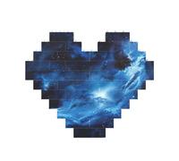 Blue Galaxy Print Building Brick Block Puzzle a forma di cuore Puzzle di mattoni 3D Puzzle DIY Home Decor