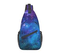 Blue Galaxy Sling Bag Crossbody Shoulder Backpack Outer Space Galaxy Stars in Space Celestial Astronomic Planets in The Universe Chest Bag Nebula Print Viaggio Escursionismo Zainetto per uomo Donna