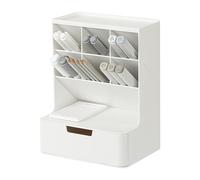 BLUE GINKGO Hive Organizer da Scrivania - Verticale con 6 Scomparti e Cassetti Completi - Porta Penne Salvaspazio, Organizer per Cancelleria, Ufficio, Scuola, Trucco (Made in Korea, Bianco)