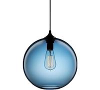 Blue Glass Pendant Light V-intage Industrial Style Round E26 Single Head Chaner