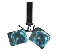 Blue Glitter Evil Monster - Portafoglio da donna con portamonete, piccolo portafoglio staccabile con cerniera e tasca con cerniera per uso quotidiano, 2 pezzi, Mostro malvagio glitter blu, 1 size