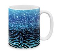 Blue Glitter Sparkle With Black Blue Glitter Zebra Mug Con Manico Tazza Ceramica Tazzine Da Caffè Per Espresso Ufficio Cappuccino Latte 330Ml