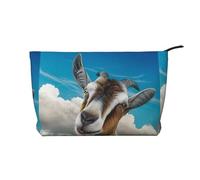 Blue Goat Print Chiusura a Cerniera Borsa Trucco in velluto a coste Organizer Multifunzionale 22x7x17cm per Viaggi Campeggio Vacanza Fitness, Nero , Taglia unica