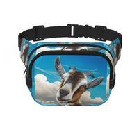 Blue Goat Print - Marsupio unisex regolabile a doppio strato, per attività all'aperto, viaggi, corsa, escursionismo, Nero , Taglia unica