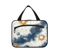 Blue-Gold Astrological Planet Hanging Travel Toiletry Bag con gancio, Designer Carino Medicine Borse per Accessori Must Haves Bagno estuche para maquillaje L