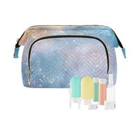 Blue Gold Dream Ocean Borsa cosmetica impermeabile custodia per trucco borsa da donna portamonete portafoglio per accessori da viaggio, Blu Oro Sogno Oceano, 1 size