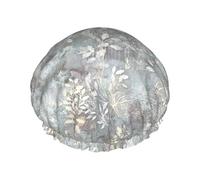 Blue Grace Flora Print Large Shower Caps, cuffia elastica per capelli, doppio strato impermeabile, cappello per capelli da bagno, per donne e uomini