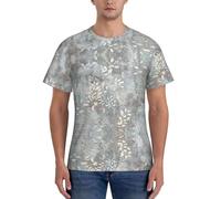 Blue Grace Flora Print Maglietta da allenamento da uomo a maniche corte Atletica Active Top Crew Neck T Shirt per la corsa, Nero , M