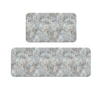 Blue Grace - Set di 2 tappetini da cucina, antiscivolo, per cucina, pavimento, ufficio