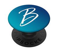 Blue Gradient Initial B - Custodia per telefono con lettera B, colore: Blu PopSockets PopGrip Intercambiabile