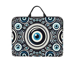 Blue-Greek-Bead-Evil-Eye, custodia per laptop da 14 pollici, custodia portatile per computer portatile con chiusura a cerniera