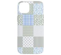 Blue Green Christmas Patchwork Pattern Cute Winter Holiday D Custodia per iPhone 14 Plus
