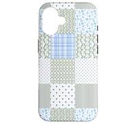Blue Green Christmas Patchwork Pattern Cute Winter Holiday D Custodia per iPhone 16