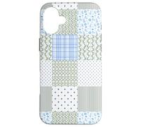 Blue Green Christmas Patchwork Pattern Cute Winter Holiday D Custodia per iPhone 16 Plus
