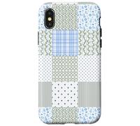 Blue Green Christmas Patchwork Pattern Cute Winter Holiday D Custodia per iPhone X/XS
