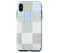 Blue Green Christmas Patchwork Pattern Cute Winter Holiday D Custodia per iPhone XS Max