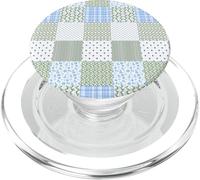 Blue Green Christmas Patchwork Pattern Cute Winter Holiday D PopSockets PopGrip per MagSafe