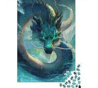 Blue Green Drago,Puzzle Per Adulti 38x26cm/1000pcs,Giochi Di Sfida Stile Anime