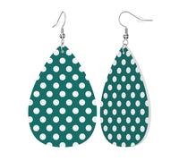 Blue Green Polka Dot Print Orecchini In Pelle Stampato Pendenti Moda Orecchini Per Donne Carnevale