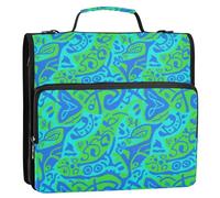 Blue-Green Tie-dye 3 Anelli Scuola Zipper Raccoglitore con Manico e Tracolla Rimovibile Multi-Tasca Scuola Raccoglitori Organizzatore per Scuola e Ufficio Carpeta del organizador