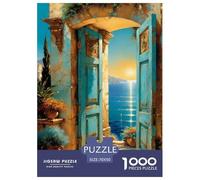 Blue Green Vintage Wooden Door Puzzle Impossible 1000 Pezzi Interesting Decorazione Per La Casa. Giochi Rilassamento E Intelligence Per Adulti E Bambini Da 12 Anni 70x50cm/1000pcs