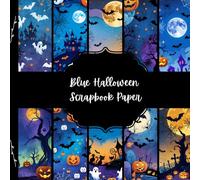 Blue Halloween Scrapbook Paper, Spooky Junk Journal Paper, Creepy Decorative Paper, DIY Projects, Origami, Collage Sheets, Decoupage Paper, 10 Designs, Double Sided