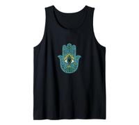 Blue Hamsa Mano di Protezione Spirituale Buona Fortuna Canotta