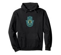 Blue Hamsa Mano di Protezione Spirituale Buona Fortuna Felpa con Cappuccio