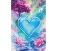 Blue Heart Lotus Blossom Notebook: 120 Pages, 6 x 9 Inches, College Ruled Journal for Mindfulness, Zen Meditation, and Spiritual Growth