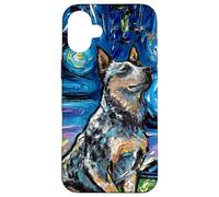 Blue Heeler Starry Night Australian Cattle Dog, opera d'arte di Aja Custodia per iPhone 16 Plus