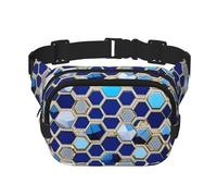 Blue Hexagons e Diamond Print Fashion Waist Pack Square Layer Marsupio nero con cinghia regolabile, nero, Taglia unica