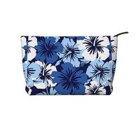 Blue Hibiscus Chiusura Cerniera Velluto a Coste Trucco Borsa Multifunzionale Organizer 22x7x17cm per Viaggi Campeggio Vacanza Fitness, Nero , Taglia unica