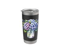 Blue Hydrangea design amanti dei fiori e ortensie Bicchiere termico in acciaio inox doppia parete