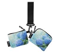 Blue Hydrangea Motto - Portamonete da donna primaverile, mini portamonete alla moda con cerniera e tasca con cerniera, per donne e ragazze, confezione da 2, Ortensia Blu Motto Primavera, 1 size, Art