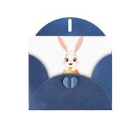 Blue HYTTER - Biglietto di auguri per Natale, compleanni e anniversari, motivo: coniglietto che gioca a nascondino